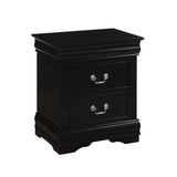 Solid Pine Nightstand with 2 Drawers in Black Finish B016P253275