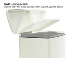 White 14 Gallons Pedal Trash Can with Soft Close Lid, Removable Inner Bucket & Detachable Wheels, 31799952