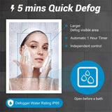 Bright LED Bathroom Mirror 36" x 28" Front Light, 5 Mins Defog, Full HD Reflected, 3 Colors T3177P296165