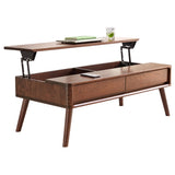 ZNTS Elevating Center Table Low Table 100% Solid Oak Wood Top Plate Desk Coffee Table Width 120 x Depth W1283P251641