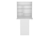 Wall Foldable Table with Multiple Shelves, White B097133224