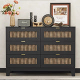 Rustic Farmhouse Style Wooden Dresser with 6 Drawers, Storage Cabinet for Bedroom with Metal WF530908AAB