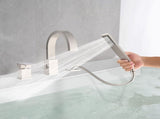 Waterfall Bathtub Faucet with Sprayer, 3-Hole Roman Filler with Hand Shower Deck Mount Waterfall W1224P206180