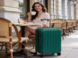 ABS Trolley Case 20in 24in 28in 3PCS Suitcase Set Vertical Striped Frosted Case Suitcase Dark Green 24610755