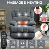 23" Seat Width and High Back Large Size Beige Chenille Power Lift Recliner Chair with 8-Point W1803P263643