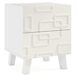 White Modern Nightstand Side Table with Drawers 17641340
