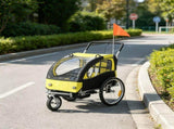 Yellow 2-Seat 360 Swivel Bicycle Cargo Trailer, Kids Bike Trailer with Water-Resistant Windows 58530232