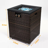 Wicker Fire Pit Column with Glass Wind Guard 56659586