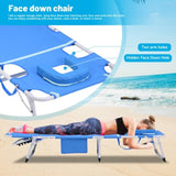 3-in-1 Heavy Duty Tanning Chair with Face Hole Adjustable 5-Position Folding Chaise Lounge Chairs W3399P310388