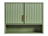 Green MDF Bathroom Wall Cabinet with Melamine Finish, Double Doors, 3 Shelves, and Slatted Design 39360107