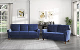 Blue Velvet Upholstery 1pc Comfort Loveseat Plush Seatbacks Tufted Detail Solid Wood Frame Modern B011P204911