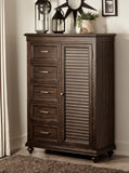 ZNTS Solid Transitional Style Bedroom 1pc Wardrobe Chest of Drawers Adjustable Shelves Driftwood Charcoal B011P208524