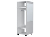 White 3-Shelf Wardrobe with Mirror and Open Storage B062P227646