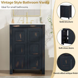 ZNTS 24x18x34 Inches Vintage Style Small Bathroom Vanity Combo with Ceramic Sink, 2 Soft-close Doors WF320828AAP