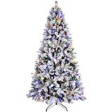 ZNTS 7.5FT PE/PVC/Pine Mixed Christmas Tree with Colorful + Warm Light 10-Function LED, Memory Wire & 33201672