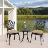 Bistro Set 3 Piece Rustproof Cast Aluminum Patio Furniture Sets 2 Chairs and 1 Round Table Outdoor, W640P251296