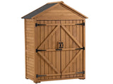 39.56"L x 22.04"W x 68.89"H Outdoor Storage Cabinet Garden Wood Tool Shed Outside Wooden Closet with 38532261