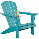 HDPE All-Weather Outdoor Adirondack Chair with Cup Holder, Fire Pit Chair for Backyard, Deck, Lawn, W2225142497