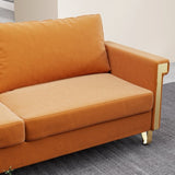 76.34in Wide Modern Orange Velvet Sofa Stylish Living Room Furniture with Gold Metal Legs and Deep W576P146247