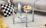 ZNTS Contemporary Minimalist Double Layer Tempered Glass Coffee Table - 27.5" Top and 23.6" W1151P234011