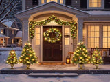 6-Piece Christmas Tree Set 4 Trees with Sturdy Bases, 1 Pre-Lit Wreath, 1 Garland, Warm White N710P513660F