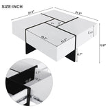 ZNTS ON-TREND Unique Design Coffee Table with 4 Hidden Storage Compartments, Square Cocktail Table with WF305182AAK