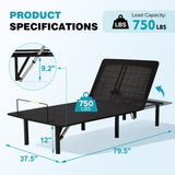 Adjustable Bed Base,Bed Frame with Head and Foot Incline,Anti-Snore, Wireless Control, TXL W1038P147923