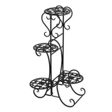 ZNTS 4 Potted Rounded Flower Metal Shelves Plant Pot Stand Decoration for Indoor Outdoor Garden Black 69287047