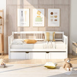 Twin Size Daybed Wood Bed with Twin Size Trundle,White WF295030AAK