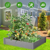 Raised Garden Bed 48x48x10'', Outdoor Wood Planter Box Over Floor, Tool-Free Assembly 41505190