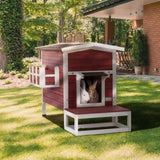 ZNTS Outdoor Cat House, Large Feral Cats House with Escape Door,Wooden Outside Cat Shelter Weatherproof W142763538