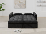 Corduroy Double Sleeper Sofa With Pull-Out Bed, 2 Pillows & Side Storage Pocket 26761074