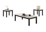 ZNTS Majestic Beautiful White Faux Marble Top 1x Coffee Table and 2x End Tables 3pc Coffee Table Set B011P237498