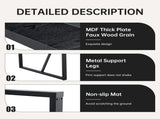A 55-Inch minimalist retro rectangular dining table with a black textured top with Inset Rectangular W1151P378671