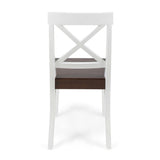 ZNTS Roshan Farmhouse Acacia Wood Dining Chairs, White / Walnut 21D x 17.75W x 35.5H Inch 62888.00WWALN