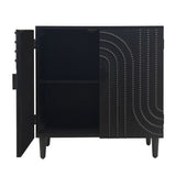 Modern Black Wood Storage Cabinet with Decorative Door, 30in Accent Sideboard for Living Room, W2729P239175