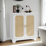 Sideboard Buffet Storage Liquor Cabinet with Rattan Decorated Doors, Kitchen Buffet Storage Cabinet, W1706P311105