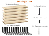 6 Pack Wall Floating Display Shelves Paulownia Wood Panels Rustproof Metal Brackets, Multi Space 11756802
