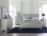 Modern Glam Silver Finish 1pc Nine Drawers Dresser Faux Alligator Textured Drawers Fronts Faux B011P149828