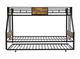 Twin Over FULL Metal Bunk Bed with Trundle 2 - Side Ladder and Full-Length Guardrail, No Box Spring W311133419