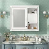 32'' Bathroom Wall Cabinet with Mirror, Wall Mounted Medicine Cabinet with 3 Shelves, Mirrored Door N710P252505K