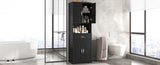 ZNTS Tall Bathroom Cabinet with Four Doors, Large Storage Space Open Shelve, Upper Storage Cabinet, Black N725P192478B