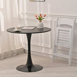 ZNTS 31.5" Round Dining Table, Mid-Century Black Tulip Table, Metal Base Pedestal Table for 2-4 70736045