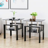 Set of 2, Modern Tempered Glass Tea Table Coffee Table End Table, Square Table for Living Room, W241104205