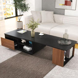 Extendable Coffee Table, Length Adjustable Wood Coffee Table with 2 Storage Drawers for Living Room, W331P262583