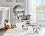 Madison Glider and Ottoman White Wood and Gray Fabric B02263779