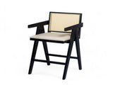 27" Height, Cream Grey Woven Cane Plastic Backrest Bar Stool - Foam-Padded Fabric Seat & Durable N780P237930B