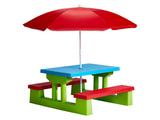 Kids Outdoor Table and Chair Sets with Removable Umbrella, Kids Picnic Table for Backyard Garden 70782072