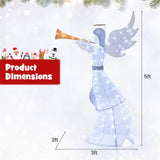 5 Feet Lighted Christmas Angel, 100 LED Twinkling Lights, Weatherproof Metal/Mesh Xmas Decor for 61618864