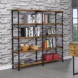 Antique Nutmeg and Black Double-Wide Bookcase B062P153778